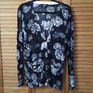 Prabal Gurung Meet The Parents Black White Grey Floral Print Cardigan Size S/P